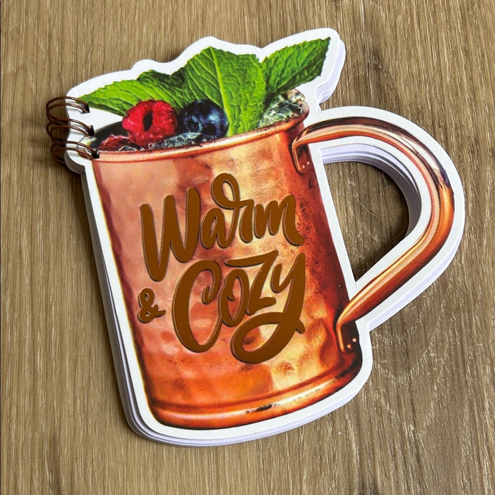 Copper Mug-Shaped Spiral Notepad - Pale Peach "Warm & Cozy"